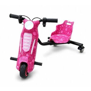 Imagine Tricicleta electrica pentru copii Drift 360 KidsCare E600 Mini Roz, motor 150W, viteza maxima 15 kmh, baterie 36V 2.4Ah, lumini LED, roti drift, kit de protectie inclus