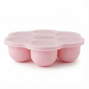 Imagine Recipient ermetic multiportii Bocioland Daisy Roz din silicon, capac cu inchidere ermetica, 7 compartimente, compatibil congelator, fara BPA