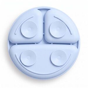 Imagine Farfurie din silicon pentru copii Bocioland Blue cu 3 compartimente si 4 ventuze de fixare, dimensiune 19.3 x 3 cm