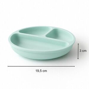 Imagine Farfurie din silicon pentru copii Bocioland Mint cu 3 compartimente si 4 ventuze de fixare, dimensiune 19.3 x 3 cm