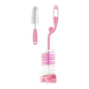 Imagine Perie pentru curatare biberoane si tetine Bocioland Roz, include perie pentru tetine, maner ergonomic