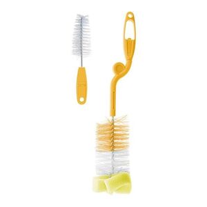 Imagine Perie pentru curatare biberoane si tetine Bocioland Galben, include perie pentru tetine, maner ergonomic