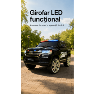 Imagine Masinuta electrica pentru copii Toyota Land Cruiser Police 24V Negru, licenta oficiala Toyota, girofar Led, telecomanda 2.4G, 3-5 ani