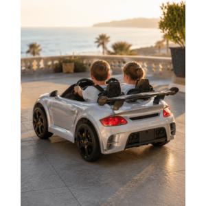 Imagine Masinuta electrica pentru copii Porsche RUF 24V Argintiu Metalic, 2 locuri, licenta oficiala, telecomanda 2.4G, scaun piele