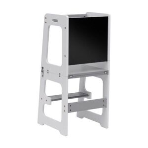 Imagine Turn de invatare multifunctional 3-in-1 Tulano Mooby 35 White cu structura rezistenta din MDF laminat, margini rotunjite, tabla de desen integrata, bariera de siguranta, greutate admisa 60 kg