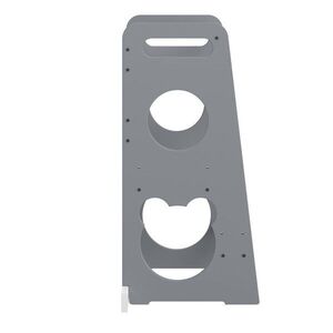 Imagine Turn de invatare din lemn pentru copii, Teddy GrayWhite, design montessori, robust, margini rotunjite, cu platforma si trepte reglabile, dimensiune 90 x 44 x 39.5 cm