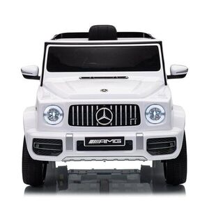 Imagine Masinuta electrica pentru copii cu licenta Mercedes-Benz G63 Alb, telecomanda 2.4G, scaun din piele, lumini LED, oglinzi retrovizoare, muzica, usi inalte cu deschidere, suspensii, centura de siguranta