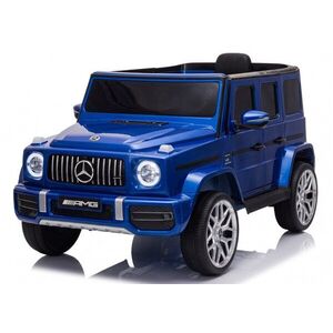 Imagine Masinuta electrica pentru copii cu licenta Mercedes-Benz G63 Albastru, telecomanda 2.4G, scaun din piele, lumini LED, oglinzi retrovizoare, muzica, usi inalte cu deschidere, suspensii, centura de siguranta