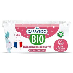 Imagine Betisoare cu bumbac Bio securizate pentru bebelusi Carryboo 50 bucati