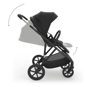 Imagine Carucior 2 in 1 pentru copii Kinderkraft Prime 3 Black, suspensii, suport reglabil pentru picioare, greutate admisa 22 kg