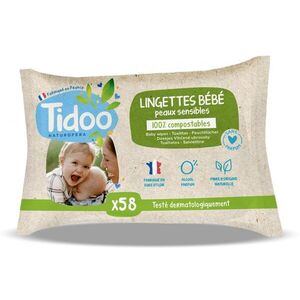 Imagine Servetele umede piele sensibila Tidoo fara parfum 58 bucati