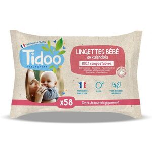 Imagine Servetele umede cu extract Bio de musetel Tidoo 58 bucati