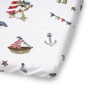 Imagine Cearceaf pentru patut copii Kerstin Ursuletul pirat 90x40 cm cu elastic roata, material 100 bumbac