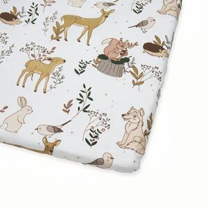 Imagine Cearceaf pentru patut copii Kerstin Forest Animals 90x40 cm cu elastic roata, material 100 bumbac