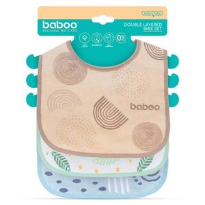 Imagine Set 3 bavete Baboo din bumbac dublu, cu strat Peva Harmony 0 luni+