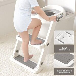 Imagine Reductor pentru toaleta cu scarita Beberoyal Little Joy Basic AlbGri