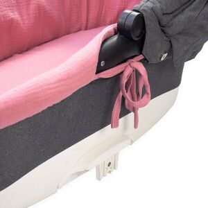 Imagine Set insertie textila pentru landoucosulet copii Kerstin Retro Pink din muselina, cearsaf cu elastic asortat 80x38 cm, realizate din bumbac 100