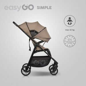 Imagine Carucior sport pliabil cu o singura mana EasyGo Simple Savana Beige, copertina XXL, husa picioruse, suspensii, pana la 22 kg