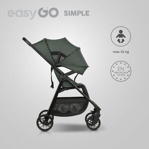 Imagine Carucior sport pliabil cu o singura mana EasyGo Simple Sage Green, copertina XXL, husa picioruse, suspensii, pana la 22 kg