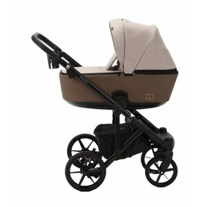Imagine Carucior 3 in 1 Adamex Monaco Linen EcoLeather CR246 Sand Brown, scoica testata ADAC, suspensii, maner reglabil, suport reglabil pentru picioare, accesorii incluse