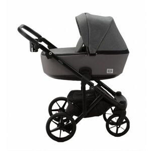 Imagine Carucior 3 in 1 Adamex Monaco Linen EcoLeather PS5 Graphite Grey, scoica testata ADAC, suspensii, maner reglabil, suport reglabil pentru picioare, accesorii incluse