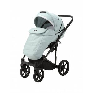 Imagine Carucior 3 in 1 pentru copii Adamex Rimini Alu Lux Collection Linen EcoLeather RY104 Mineral Green cu suspensii, maner reglabil, suport reglabil pentru picioare, accesorii incluse