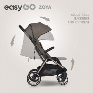 Imagine Carucior 2 in 1 pentru copii Easy Go Zoya Mokka cu pliere automata Dual Fold, pana la 22 kg, copertina XXL, pozitie de somn si spatar inalt