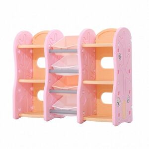 Imagine Raft organizator jucarii pentru copii Nichiduta Tree Pink cu 4 cutii si 6 rafturi, robust cu margini rotunjite, ideal pentru acasa, crese si gradinite