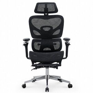 Imagine Scaun ergonomic de birou, sezut reglabil pe adancime, cotiere 5d, spatar si tetiera reglabile, suport picioare, mesh culoare negru
