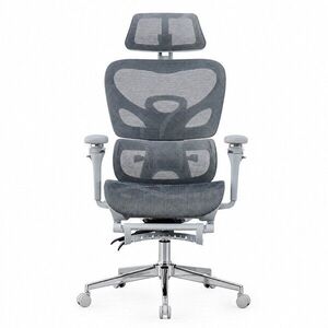 Imagine Scaun ergonomic de birou, sezut reglabil pe adancime, cotiere 5d, spatar si tetiera reglabile, suport picioare, mesh culoare gri