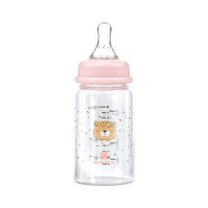 Imagine Biberon anticolici KikkaBoo Savanna Pink 120ml din sticla, tetina din silicon, capac inclus, varsta recomandata 0luni+