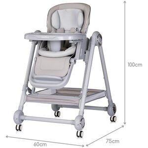 Imagine Scaun de masa 2 in 1 Chipolino Melba Platinum reglabil, transformabil, roti cu frana, pliere compacta