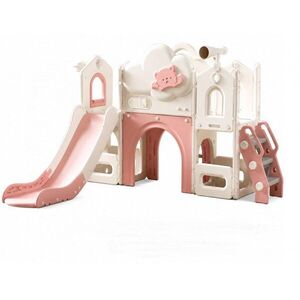 Imagine Spatiu de joaca pentru copii Nichiduta Garden Sky Bear 4 pinkwhite, cu tobogan ergonomic, scara antiderapanta, zona de observare cu telescop integrat, dimensiune 155 x 98 x 172 cm