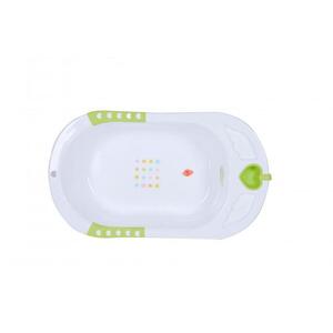 Imagine Cadita bebelusi Little Mom Green Heart cu manere antiderapante, suport pentru sapun, dimensiune 88 x 50 x 23 cm