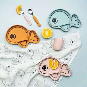 Imagine Set furculita si lingura Done by Deer Easy-grip Sea Friends Mustard