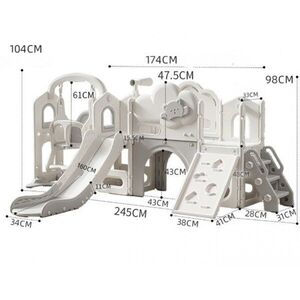 Imagine Spatiu de joaca pentru copii Nichiduta Garden Sky Bear 12 greywhite, cu leagan, tobogan, panou de escalada, zona de observare cu telescop integrat