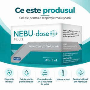 Imagine Solutie pentru inhalare Solinea Nebu-dose Plus, cu clorura de sodiu 3 si acid hialuronic, 30 fiole x 5 ml