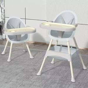 Imagine Scaun de masa Little Mom New Fashion Dinning Chair WhitePudra cu tavita dubla ajustabila, centuri de siguranta, husa detasabila din piele ecologica, suport pentru picioare, cos accesorii, picioare cu talpi aderente