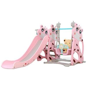 Imagine Spatiu de joaca cu leagan si tobogan Miki Pink
