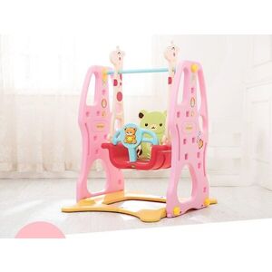 Imagine Leagan pentru bebelusi Nichiduta Garden Swing Pink cu margini rotunjite, baza stabila, centura siguranta si bara detasabila
