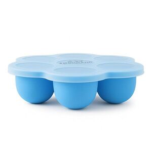 Imagine Recipient ermetic multiportii Bocioland Daisy Albastru din silicon, capac cu inchidere ermetica, 7 compartimente, compatibil congelator, fara BPA