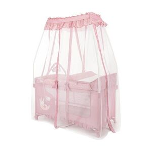 Imagine Patut pliabil stil baldachin Lorelli Magic Sleep Pink cu masa de infasat si accesorii