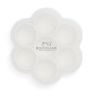Imagine Recipient ermetic multiportii Bocioland Daisy Rosu din silicon, capac cu inchidere ermetica, 7 compartimente, compatibil congelator, fara BPA