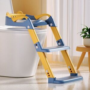 Imagine Reductor de toaleta pentru copii Little Mom PinkPurple, pliabil, cu trepte antiderapante, cu manere ergonomice, colac din PU, design anti-stropire, compatibilitate universala