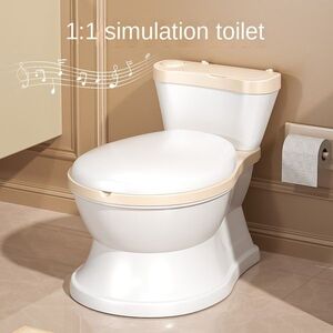Imagine Olita pentru copii Little Mom Grey, design realist tip minitoaleta, cu sunete, colac din PU, capac rabatabil cu functie de spatar, vas colector detasabil si suport pentru servetele, dimensiune 26 x 41 x 34 cm