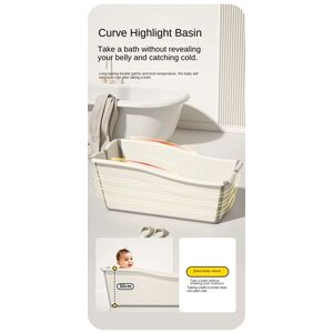 Imagine Cadita pliabila pentru copii Little Mom whitegrey, cu pereti inalti si dop de scurgere, dimensiune 78 x 41 x 30 cm