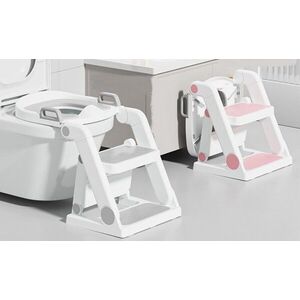Imagine Reductor de toaleta pentru copii Little Mom Grey, ajustabil pe inaltime, design anti-stropire, adaptor din PU, dimensiune 34 x 35, 5 x 46 cm
