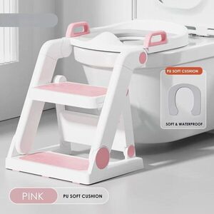 Imagine Reductor de toaleta pentru copii Little Mom Pink, ajustabil pe inaltime, design anti-stropire, adaptor din PU, dimensiune 34 x 35.5 x 46 cm