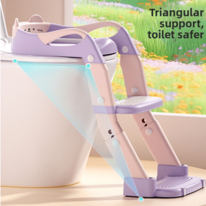 Imagine Reductor de toaleta pentru copii 3in1 Little Mom Green, pliabil, cu trepte antiderapante, manere ergonomice, colac din PU, design anti-stropire, compatibilitate universala