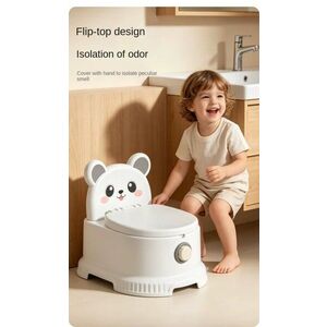 Imagine Olita muzicala pentru copii Little Mom Blue, model educativ, adaptor moale din spuma PU, design ergonomic cu margini rotunjite, capac rabatabil, vas colector detasabil